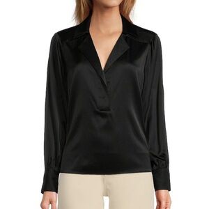 Antonio Melani
Violet Silk Notch Collar V-Neck Long Blouson Sleeve Blouse